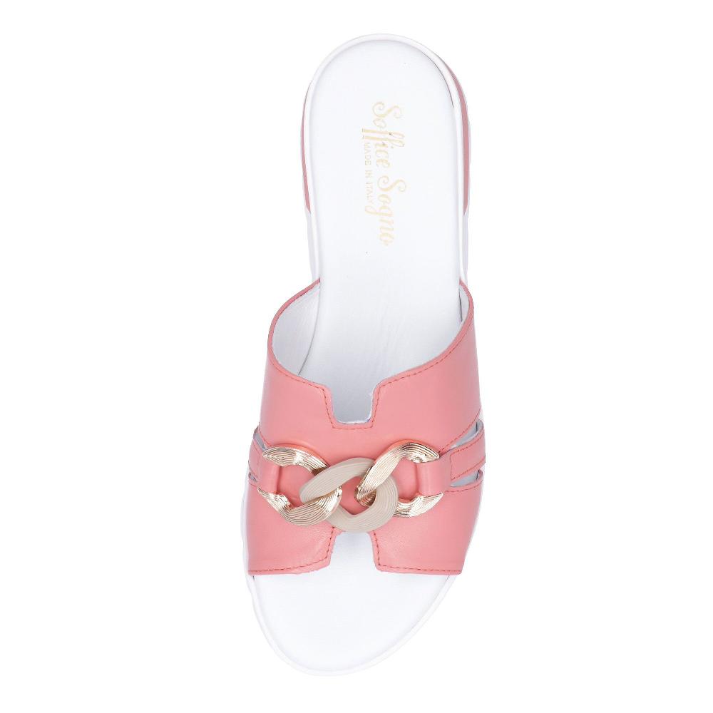 QVC Soffice Sogno Sabot In Pelle Catena Ornamentale E Tacco 4 Cm