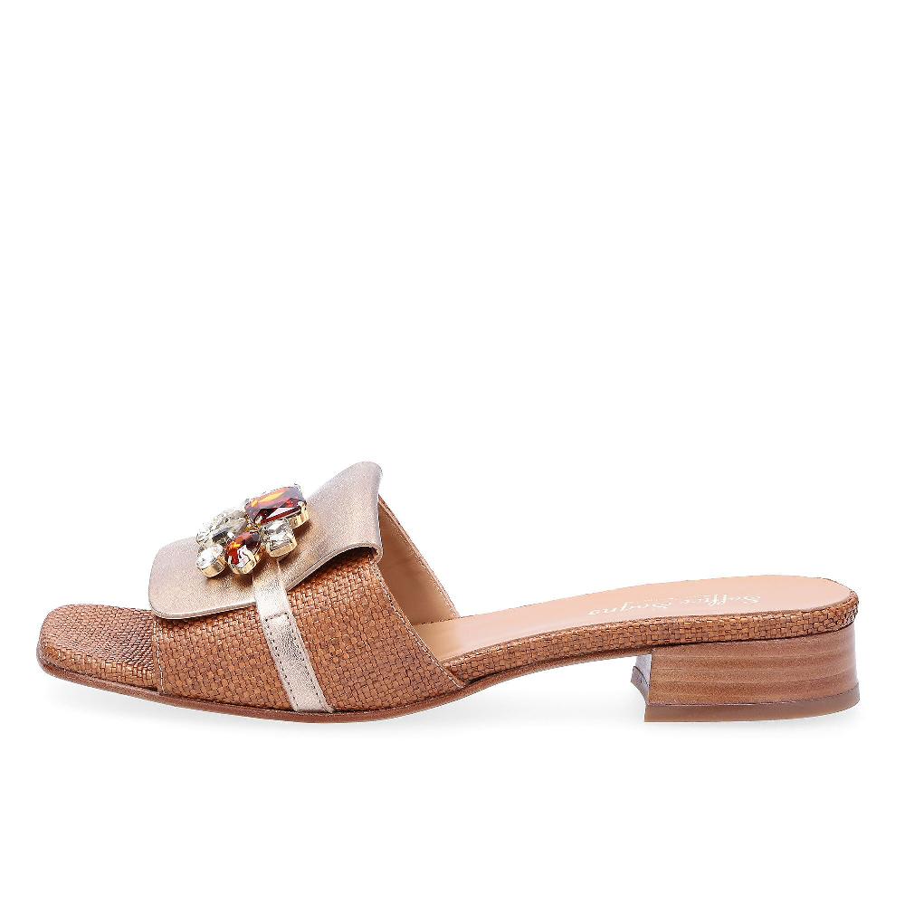 QVC Soffice Sogno Sabot In Tessuto Con Inserto In Pelle Tacco 3 Cm
