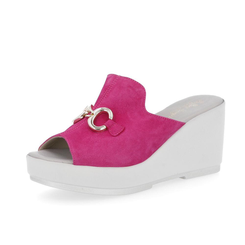 QVC Soffice Sogno Sabot spuntati in pelle scamosciata con zeppa 8 5 cm