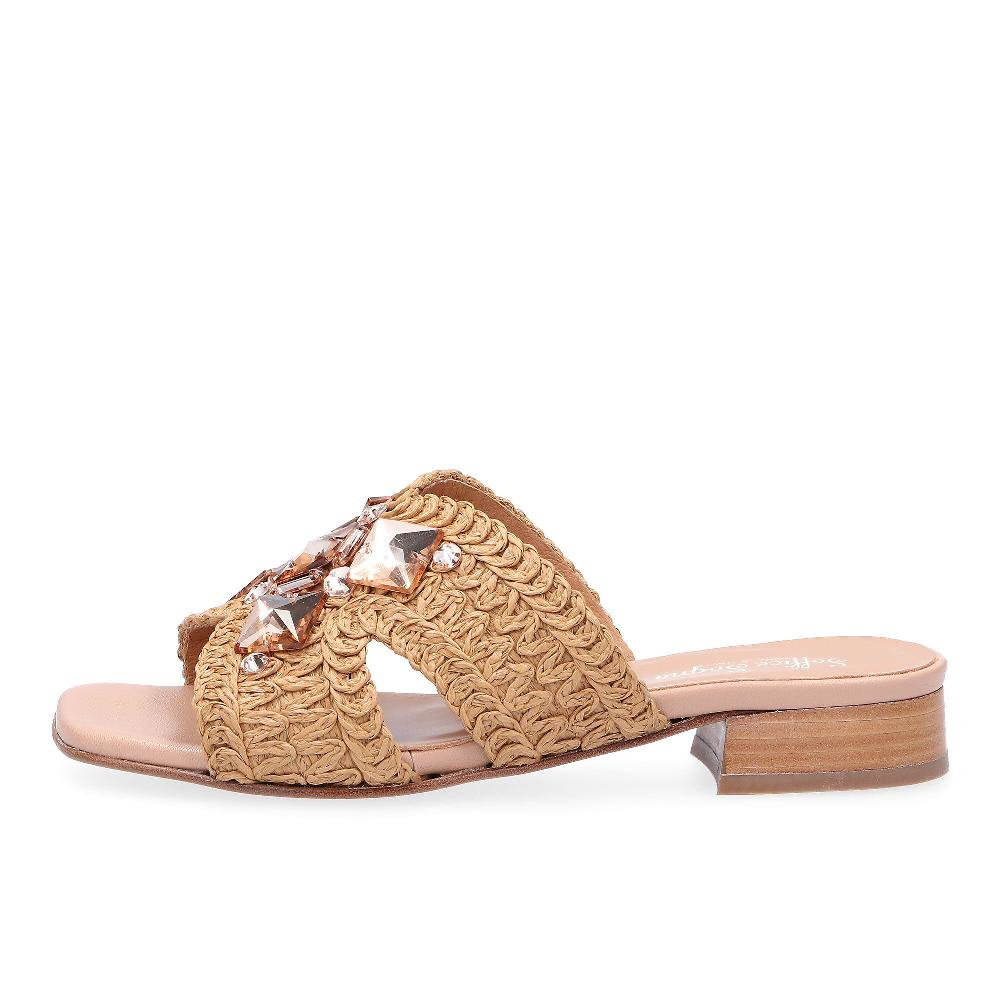 QVC Soffice Sogno Sandali A Ciabatta In Rafia Con Borchie