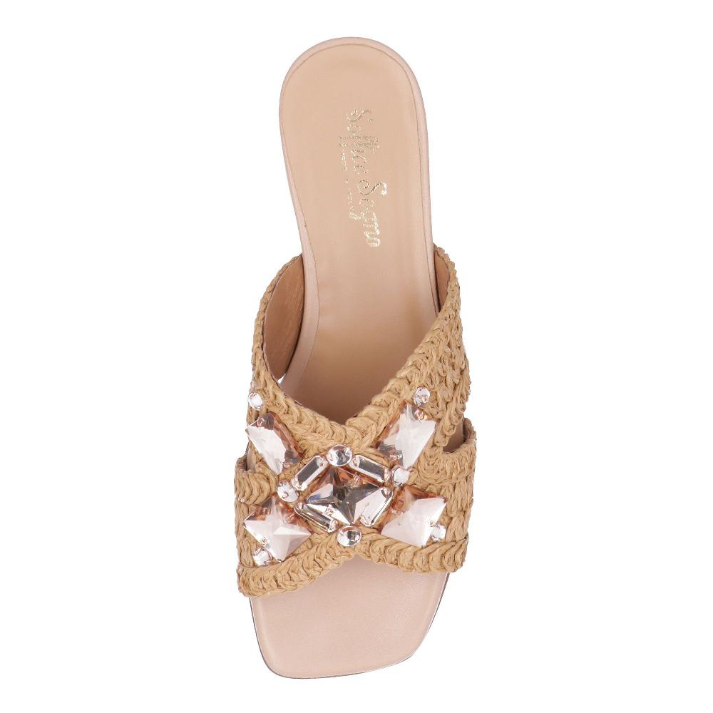 QVC Soffice Sogno Sandali A Ciabatta In Rafia Con Borchie
