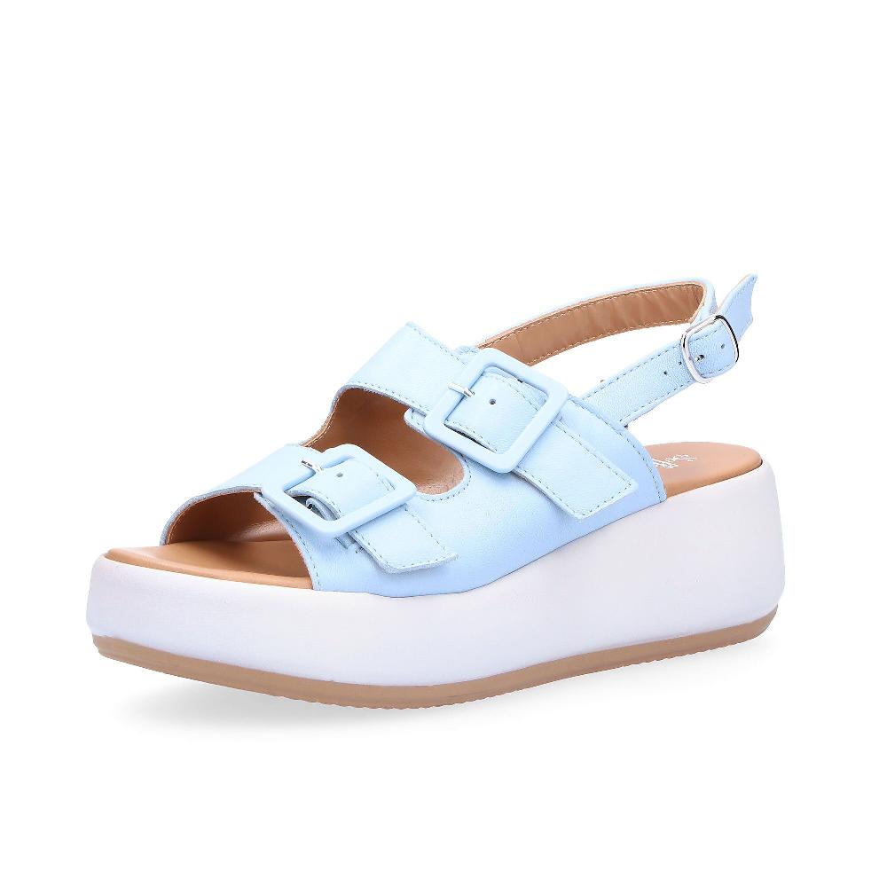 QVC Soffice Sogno Sandali in pelle con fasce regolabili e maxi fibbie
