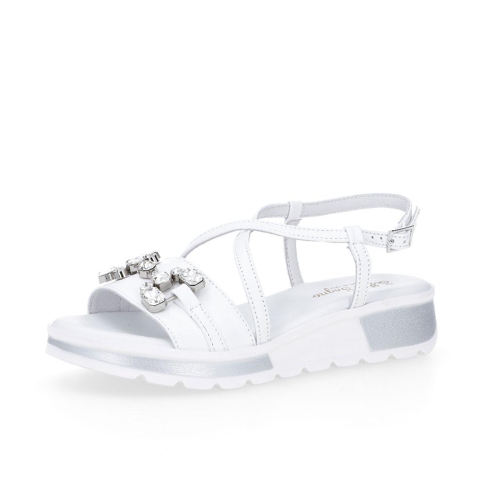 QVC Soffice Sogno Sandali in pelle con zeppa 4 cm e gioiello