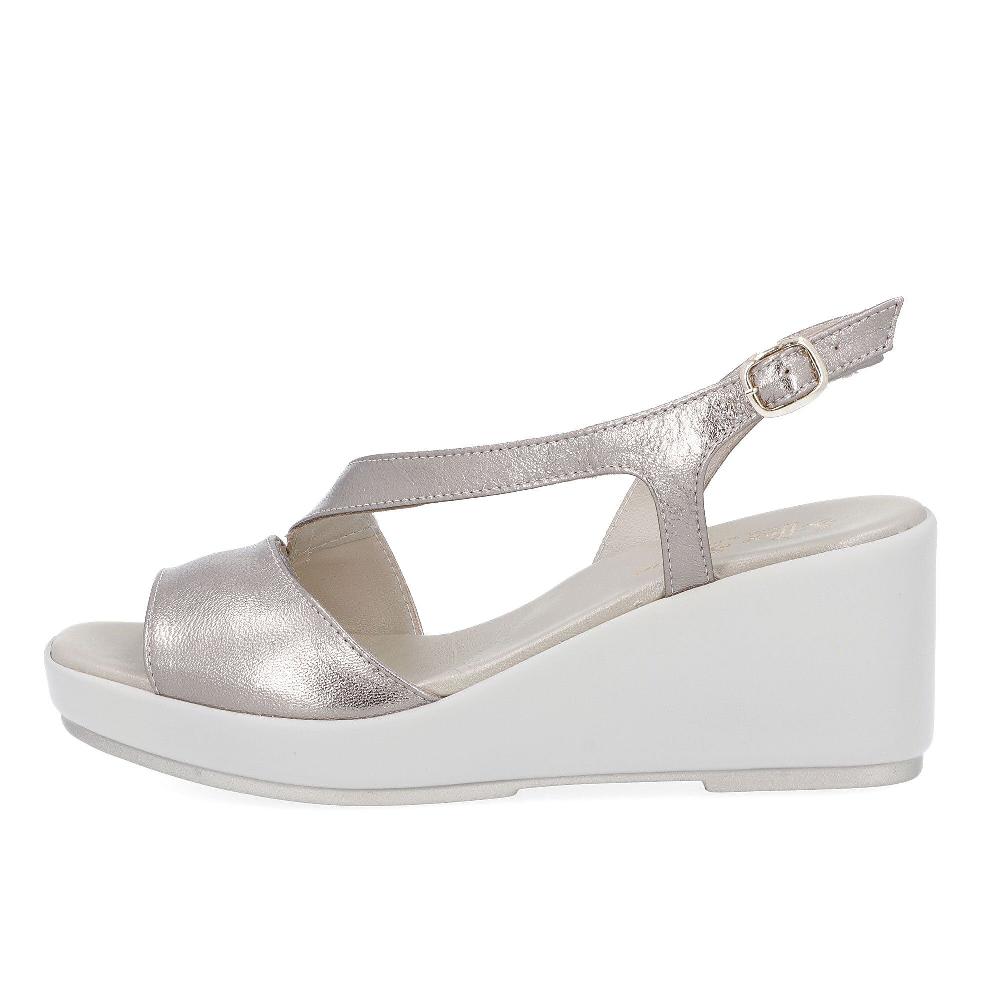 QVC Soffice Sogno Sandali In Pelle Laminata Con Zeppa 7 Cm