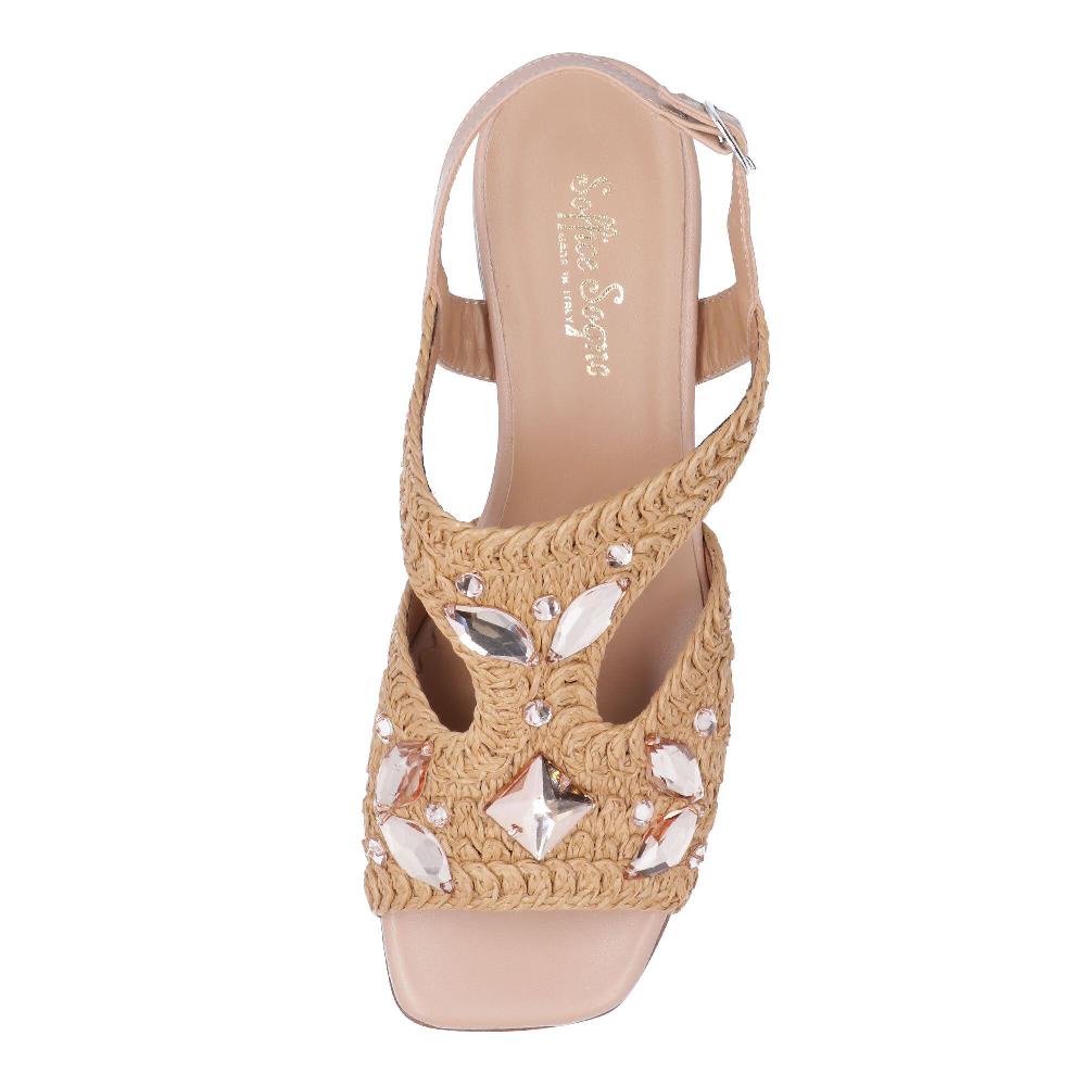 QVC Soffice Sogno Sandali In Rafia Con Inserti Tacco 3 Cm