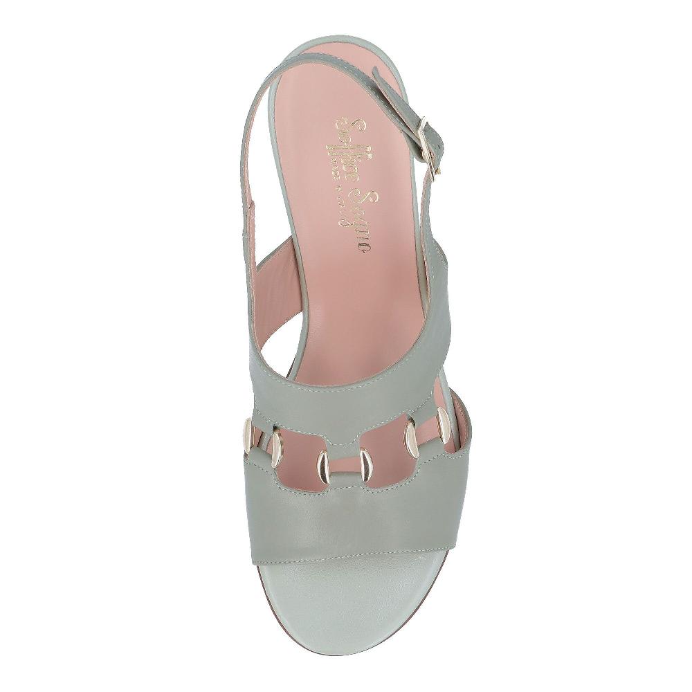 QVC Soffice Sogno Sandalo In Pelle Ganci Ornamentali Tacco 5 Cm Made In Italy