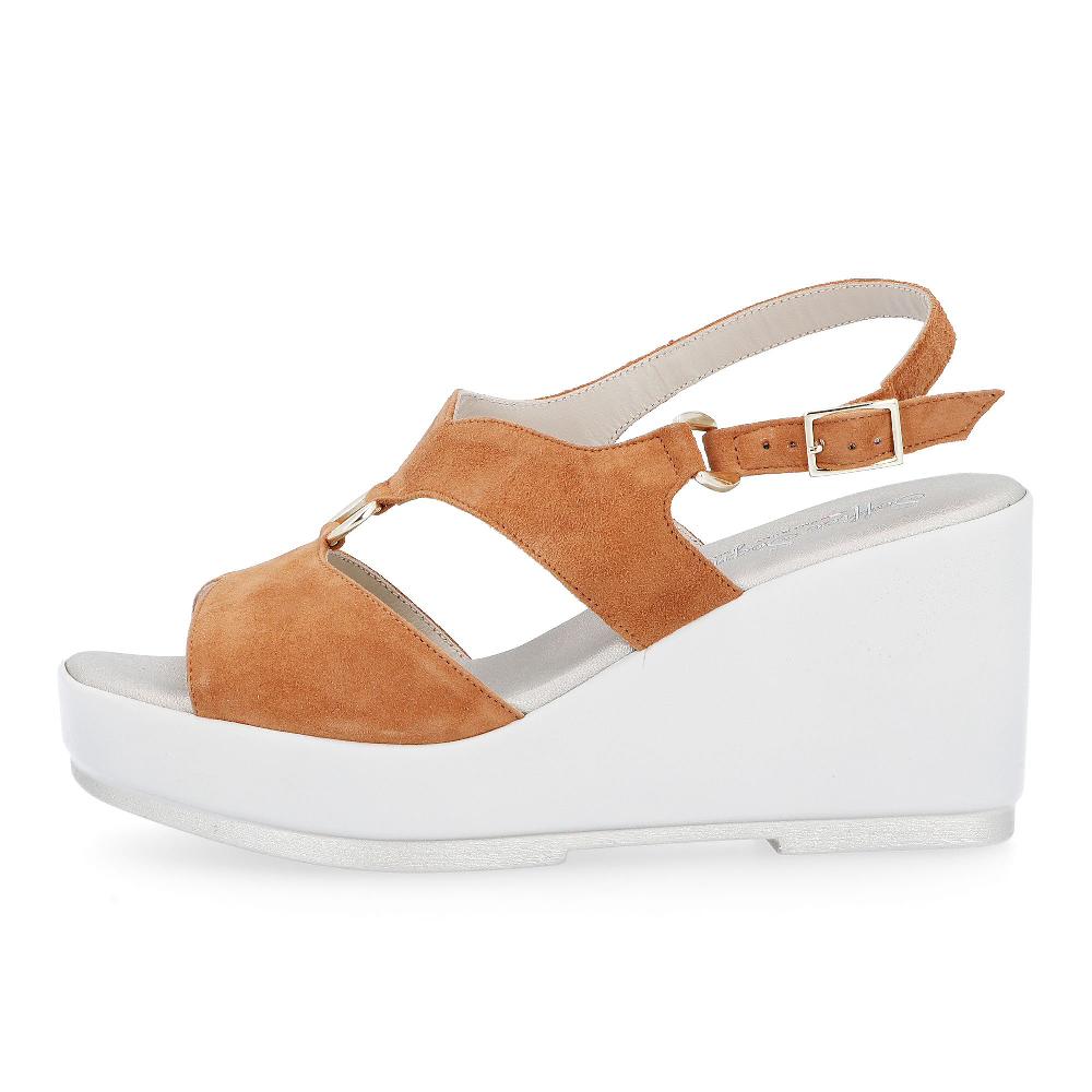 QVC Soffice Sogno Sandalo In Pelle Scamosciata Zeppa 8 5 Cm