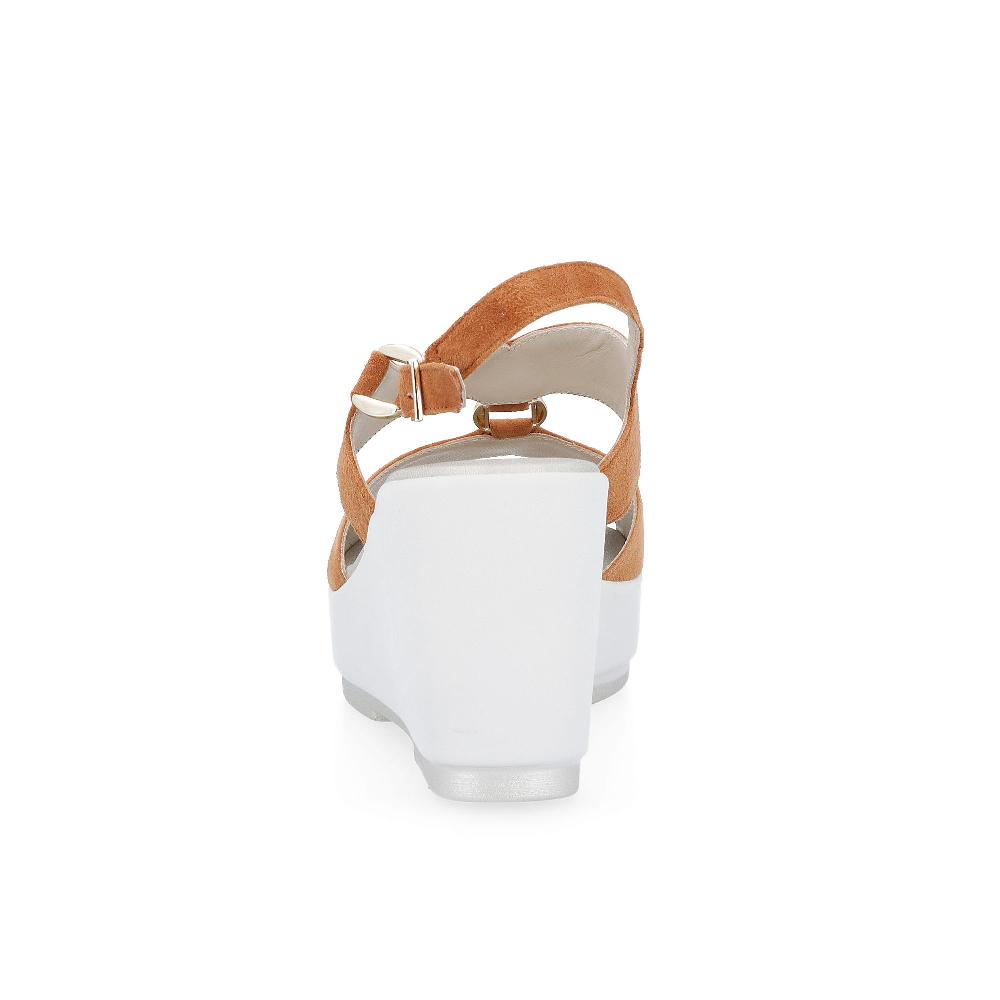 QVC Soffice Sogno Sandalo In Pelle Scamosciata Zeppa 8 5 Cm