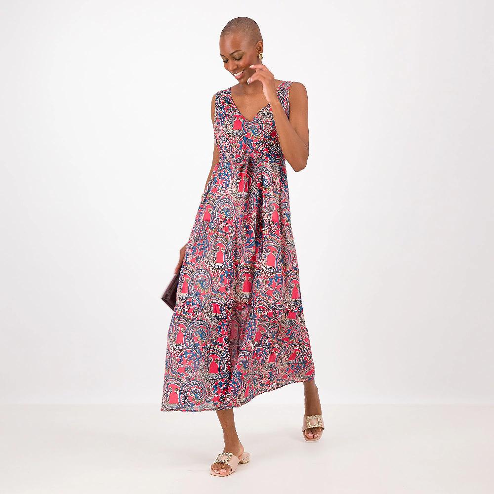 QVC SottoMarino Abito Maxi Smanicato In Cotone Fantasia