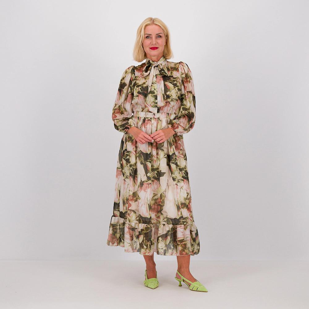 QVC SottoMarino Abito Midi A Maniche Lunghe In Chiffon