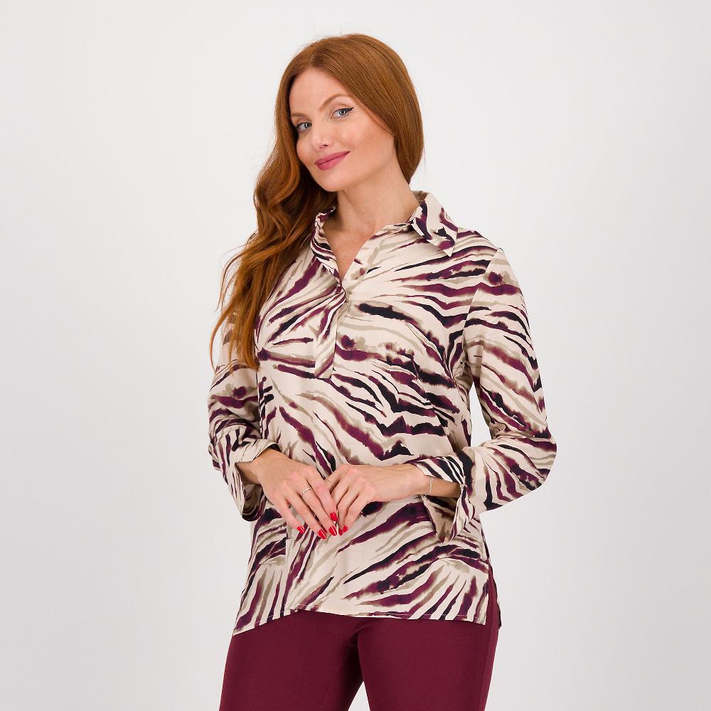 QVC SottoMarino Blusa a polo in viscosa fantasia scollo a V