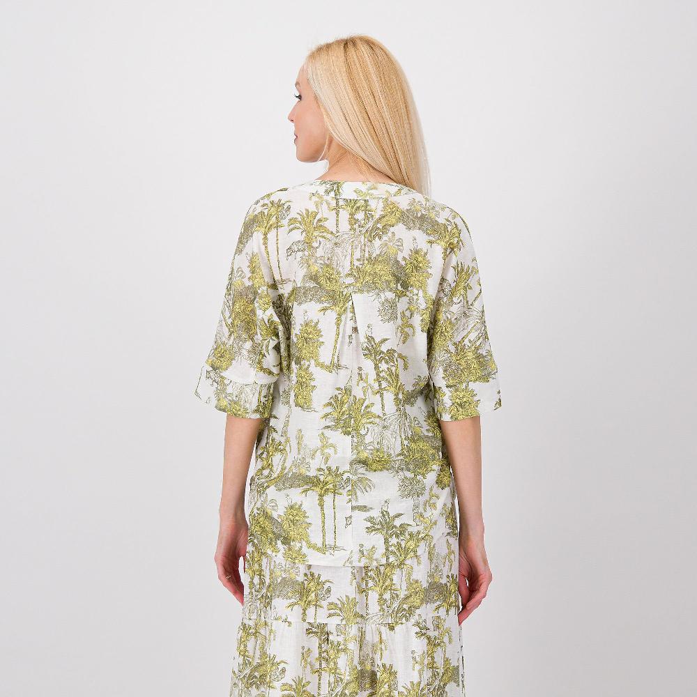 QVC SottoMarino Blusa In Lino E Viscosa Fantasia Maniche A Kimono