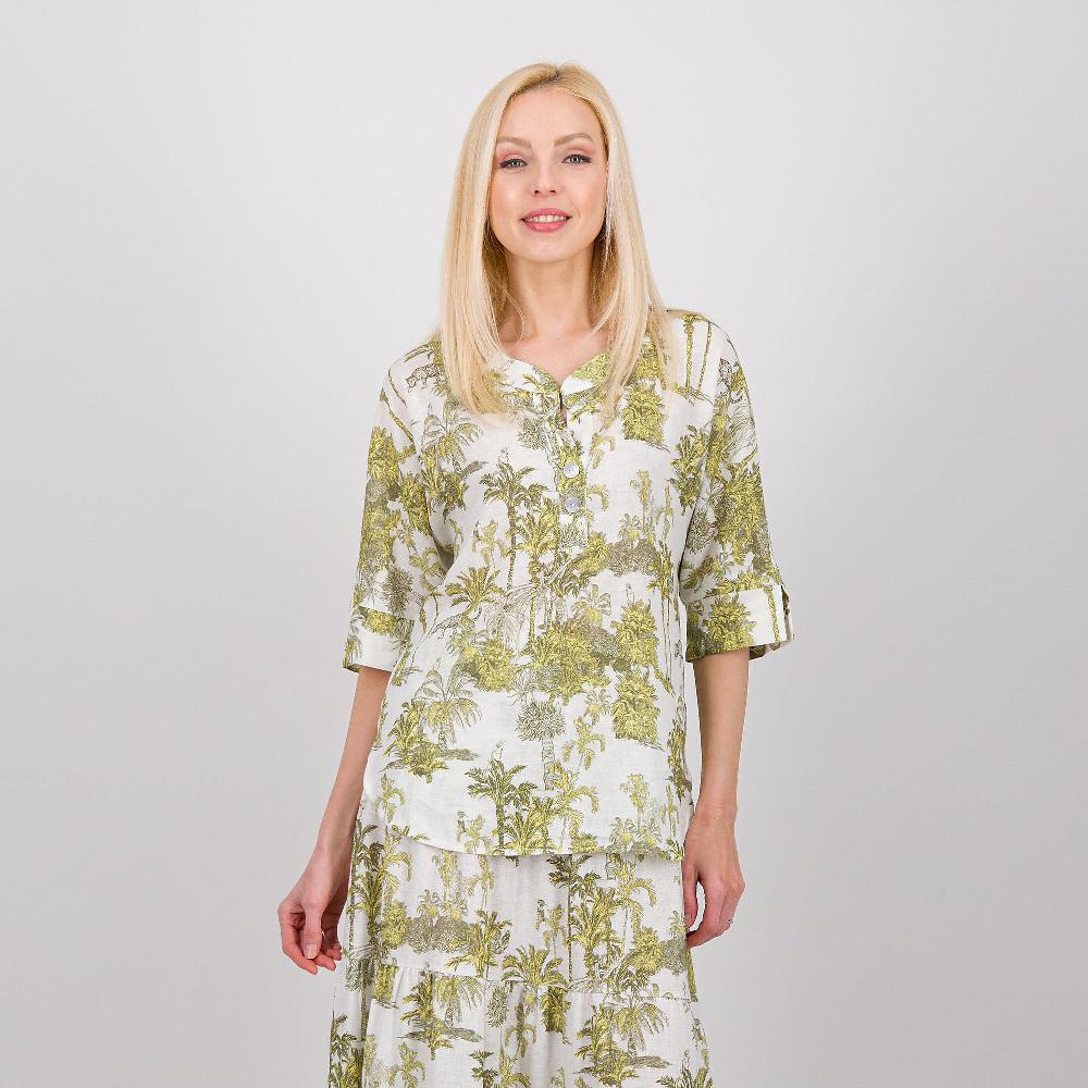 QVC SottoMarino Blusa In Lino E Viscosa Fantasia Maniche A Kimono