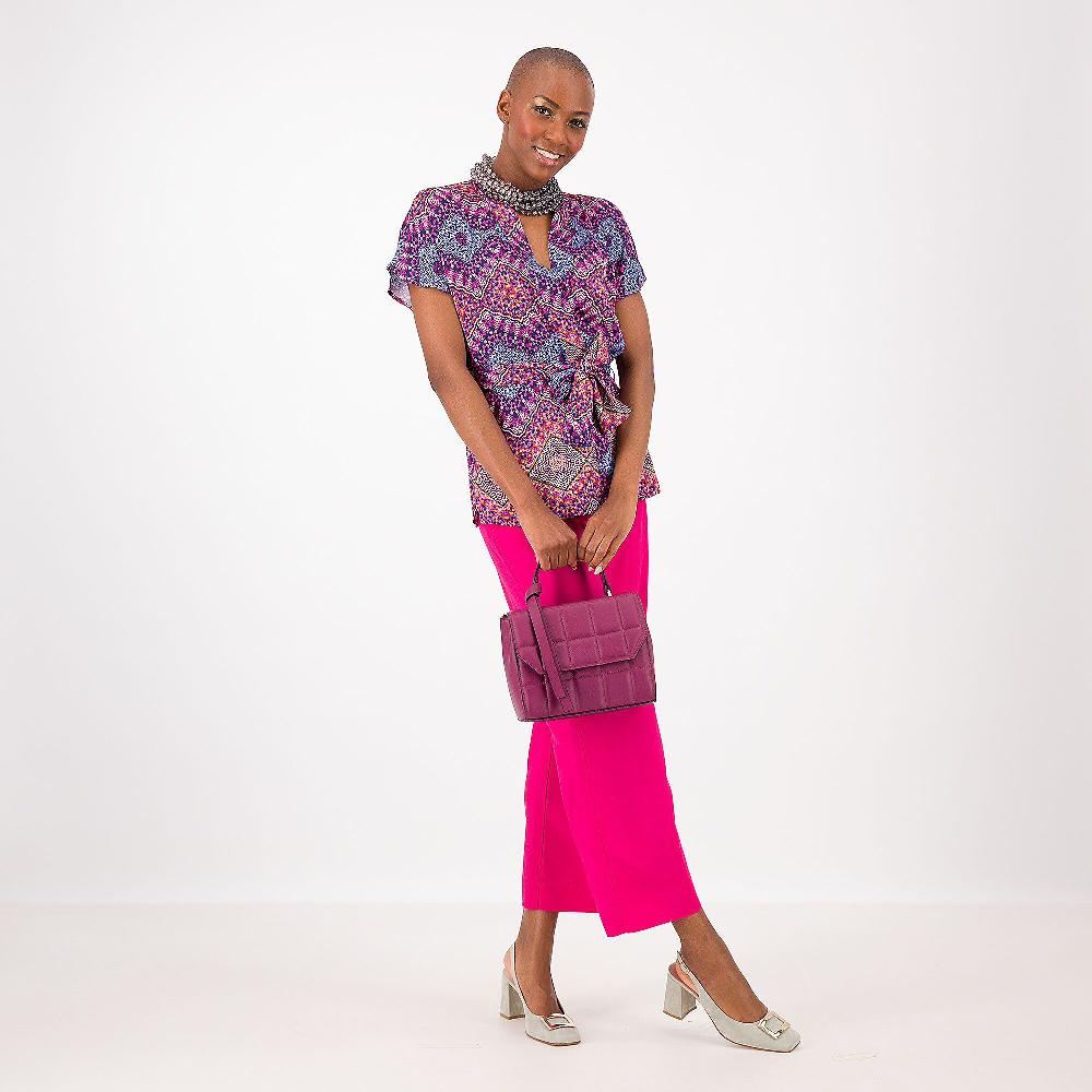 QVC SottoMarino Blusa In Raso Di Viscosa Fantasia Con Maniche Kimono