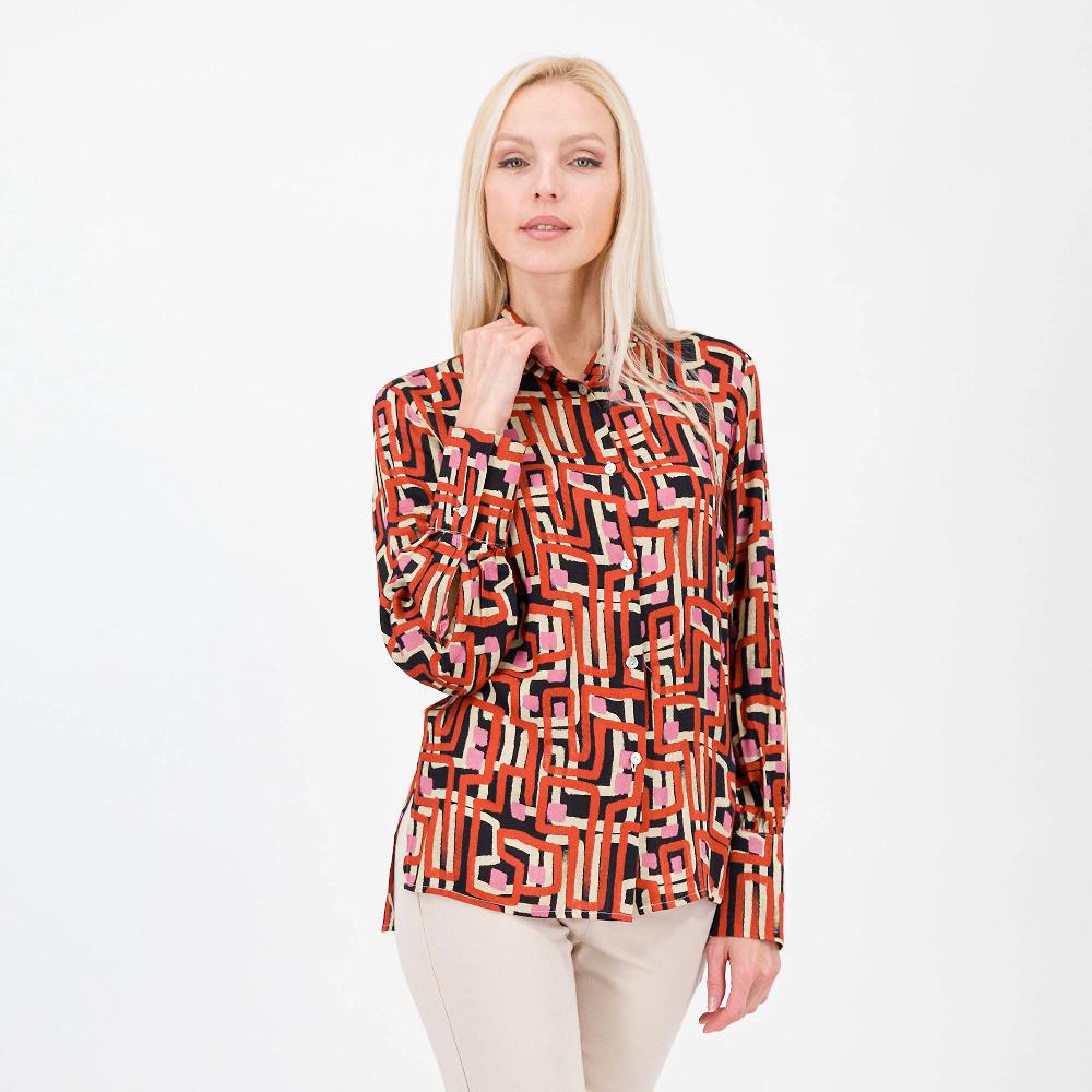 QVC SottoMarino Camicia fantasia in viscosa fluida collo a scialle