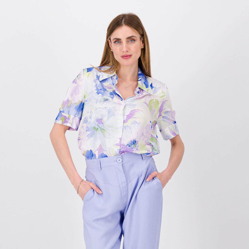QVC SottoMarino Camicia fantasia manica corta chiusura a bottoni e spacchetti laterali