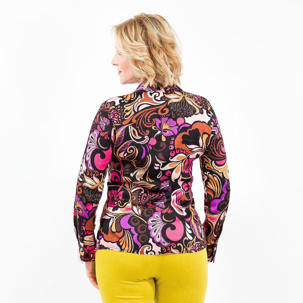 QVC SottoMarino Camicia In Raso Di Viscosa Fantasia A Manica Lunga