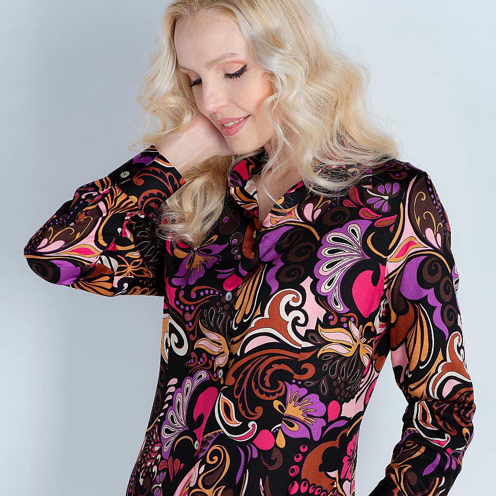 QVC SottoMarino Camicia In Raso Di Viscosa Fantasia A Manica Lunga