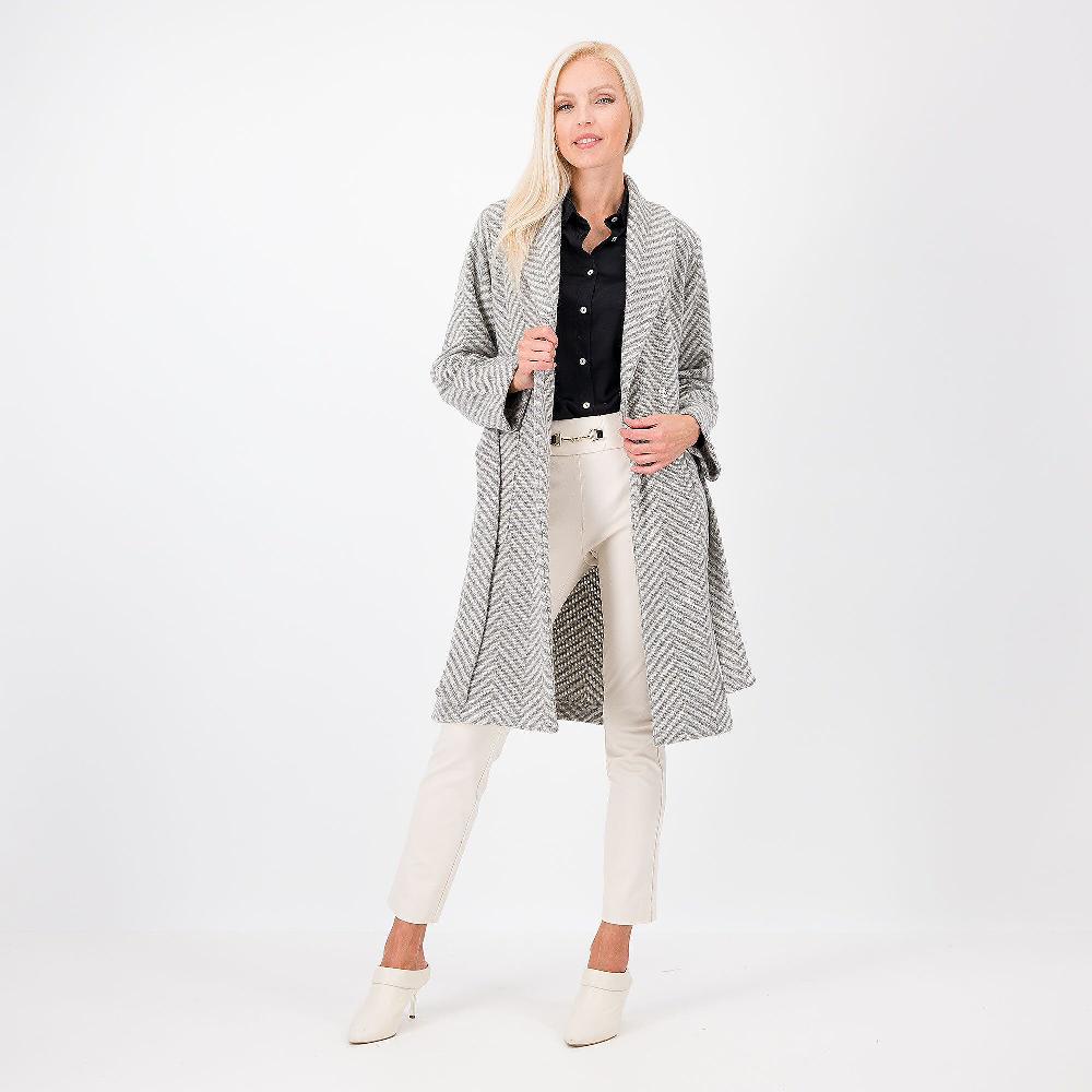 QVC SottoMarino Cappotto In Tessuto Jacquard E Lana Con Cintura