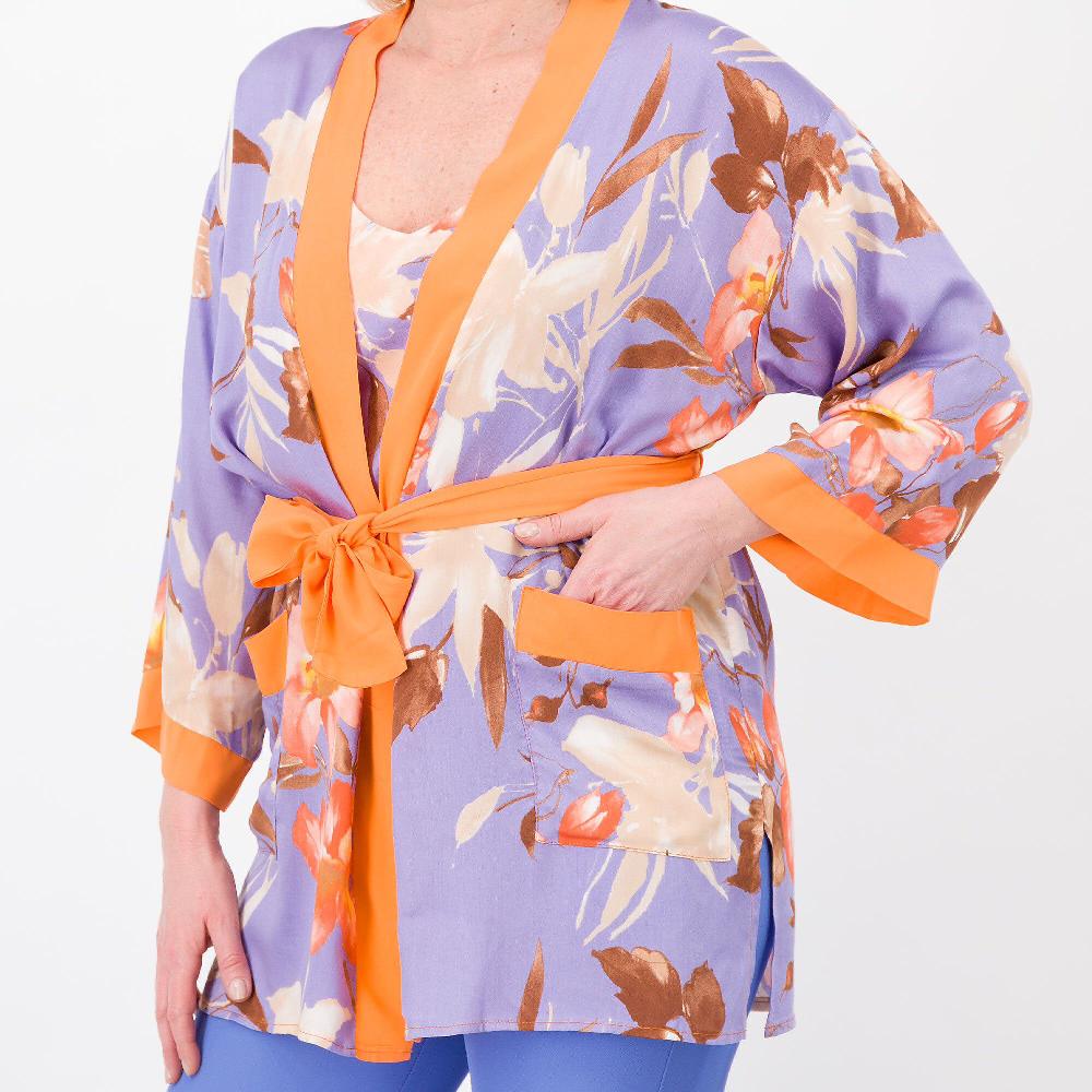 QVC SottoMarino Kimono In Raso Di Viscosa Fantasia Con Cintura
