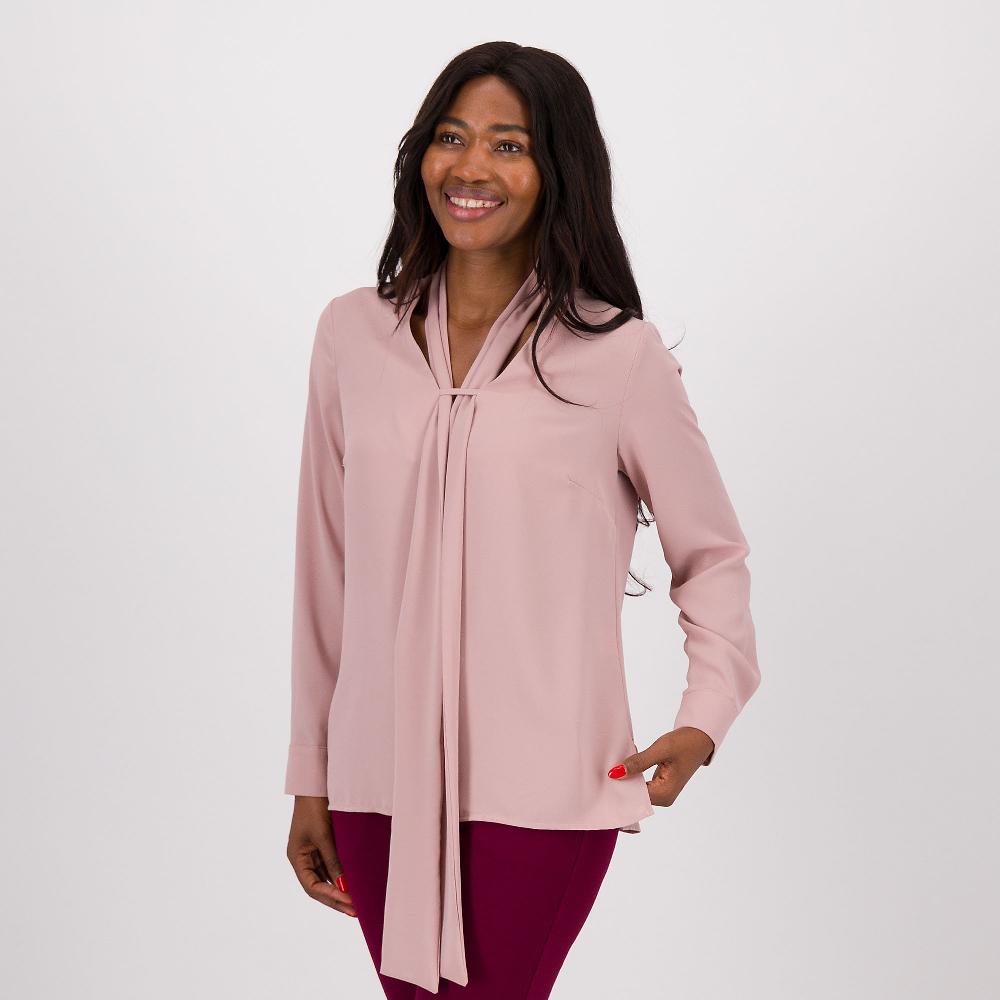 QVC SottoMarino Maglia maniche lunghe in raso opaco con cravattina