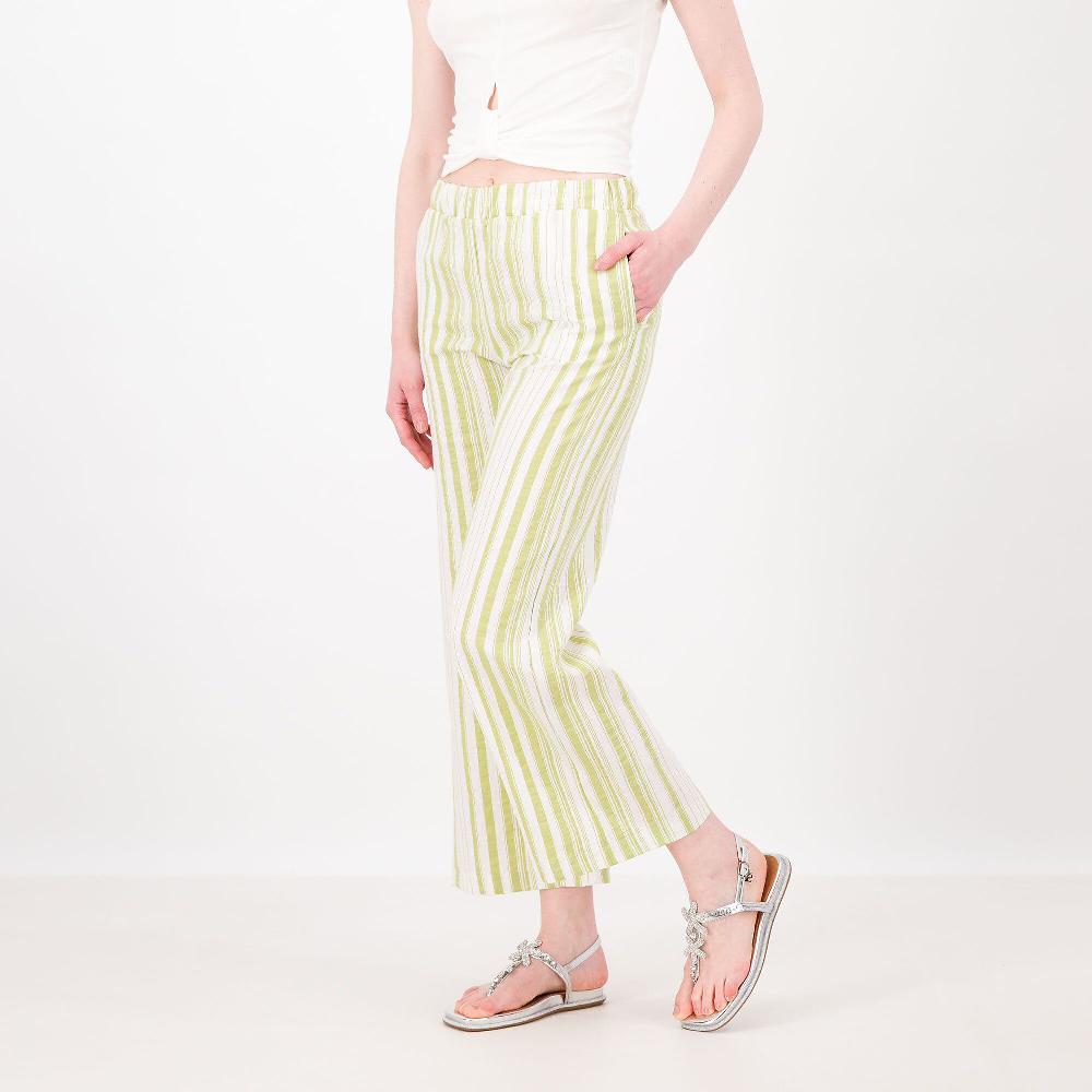 QVC SottoMarino Pantaloni a gamba dritta in misto lino rigato