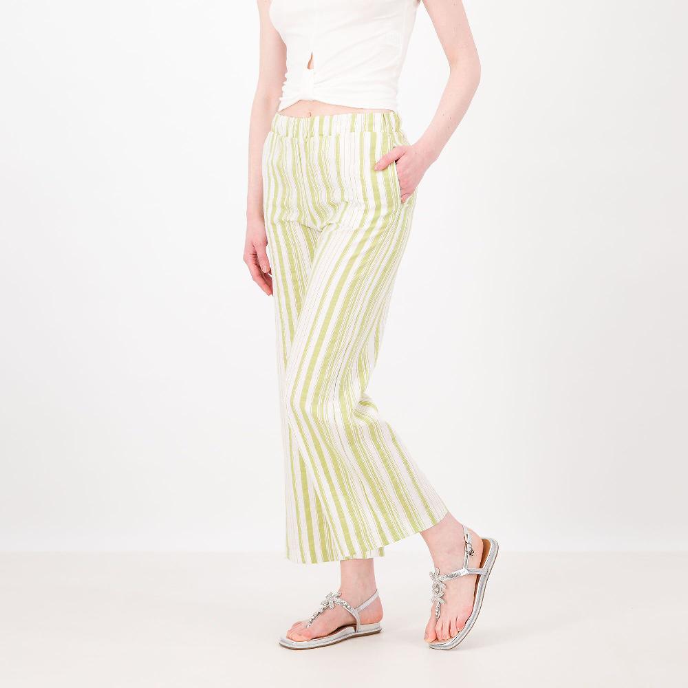 QVC SottoMarino Pantaloni a gamba dritta in misto lino rigato