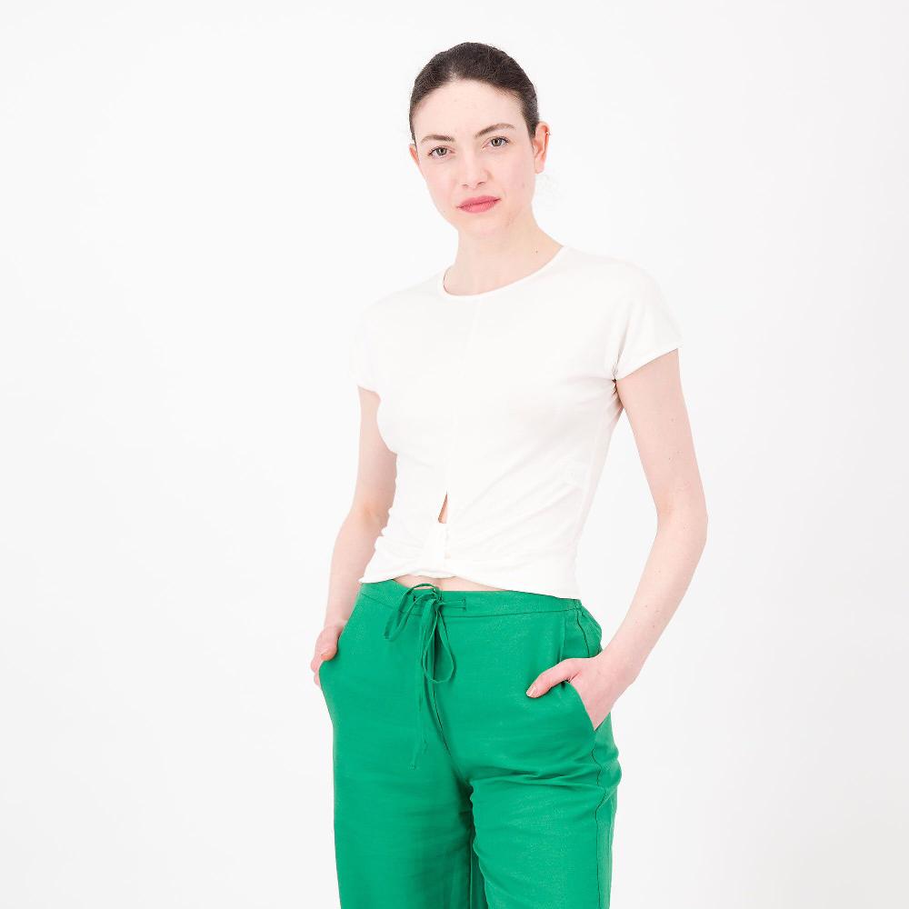 QVC SottoMarino T-shirt a maniche corte in jersey di viscosa con fusciacca