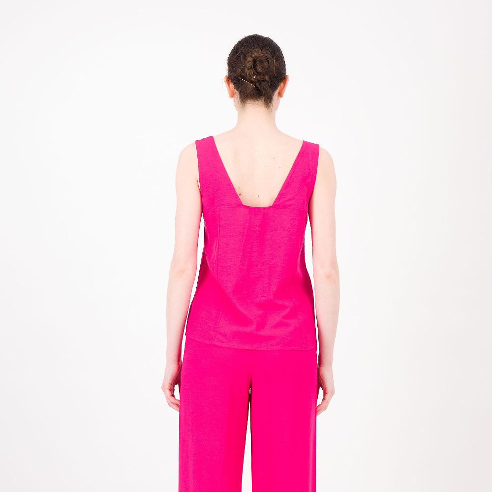 QVC SottoMarino Top Bustino Con Spalla Larga In Viscosa Lino Made In Italy