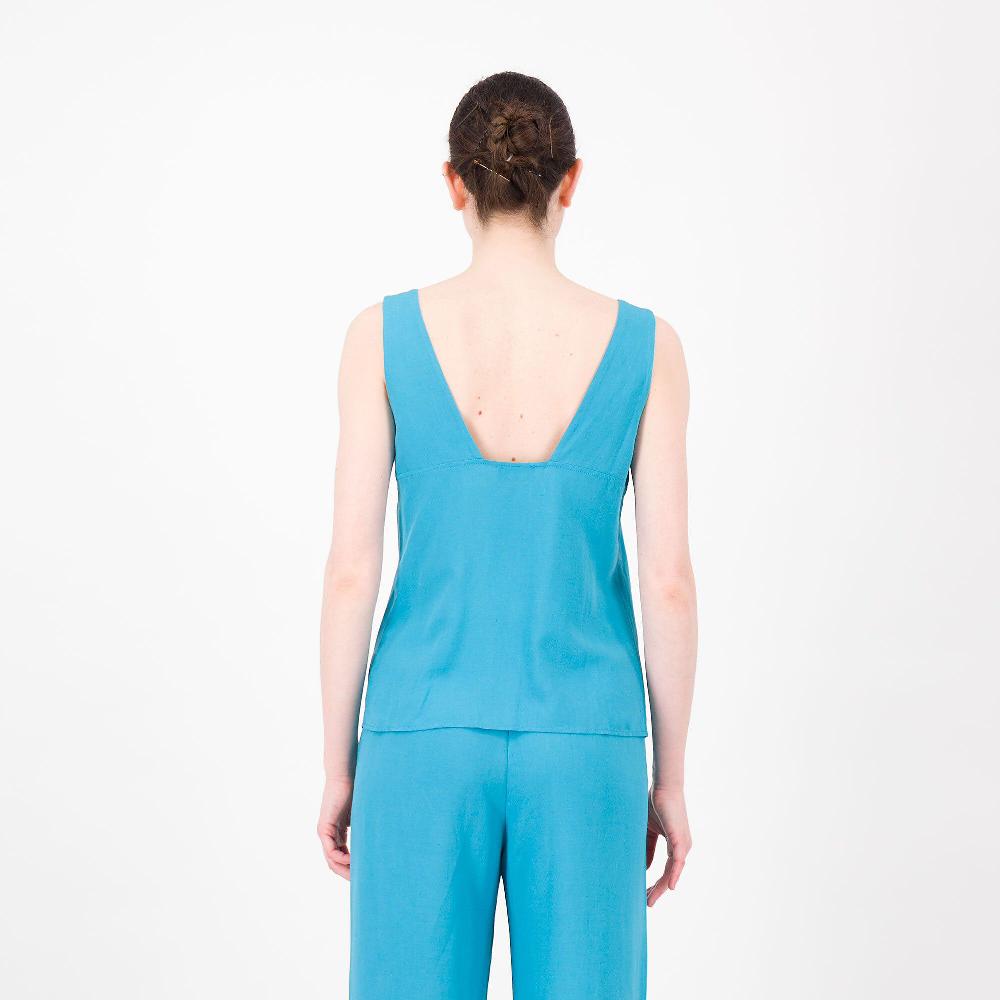 QVC SottoMarino Top Bustino Con Spalla Larga In Viscosa Lino Made In Italy