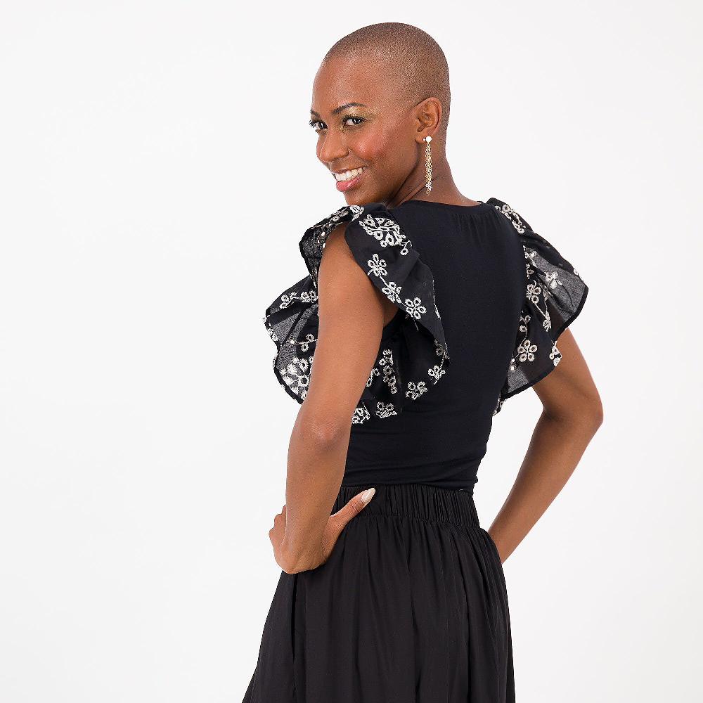 QVC SottoMarino Top In Jersey Di Viscosa Con Maniche In Sangallo Di Cotone Made In Italy