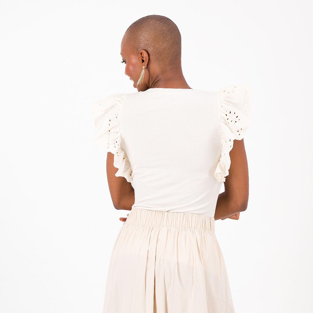 QVC SottoMarino Top In Jersey Di Viscosa Con Maniche In Sangallo Di Cotone Made In Italy