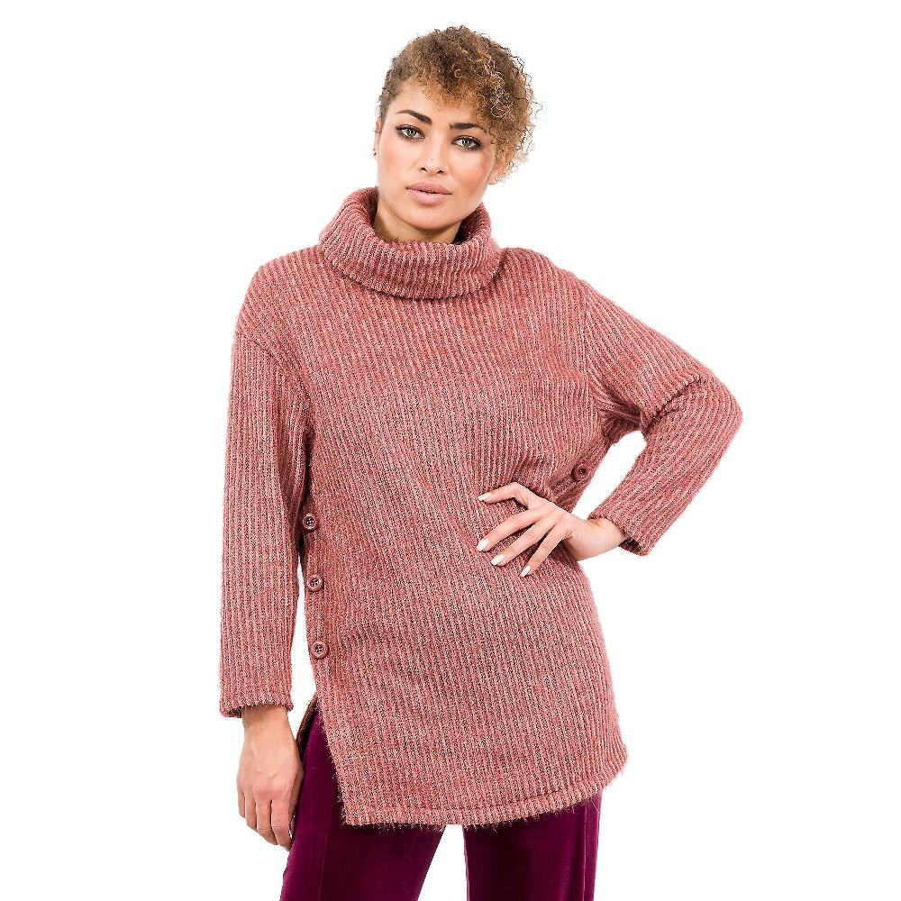 QVC SottoMarino Tunica in maglia ampia effetto peloso Collo a ciambella Made in Italy