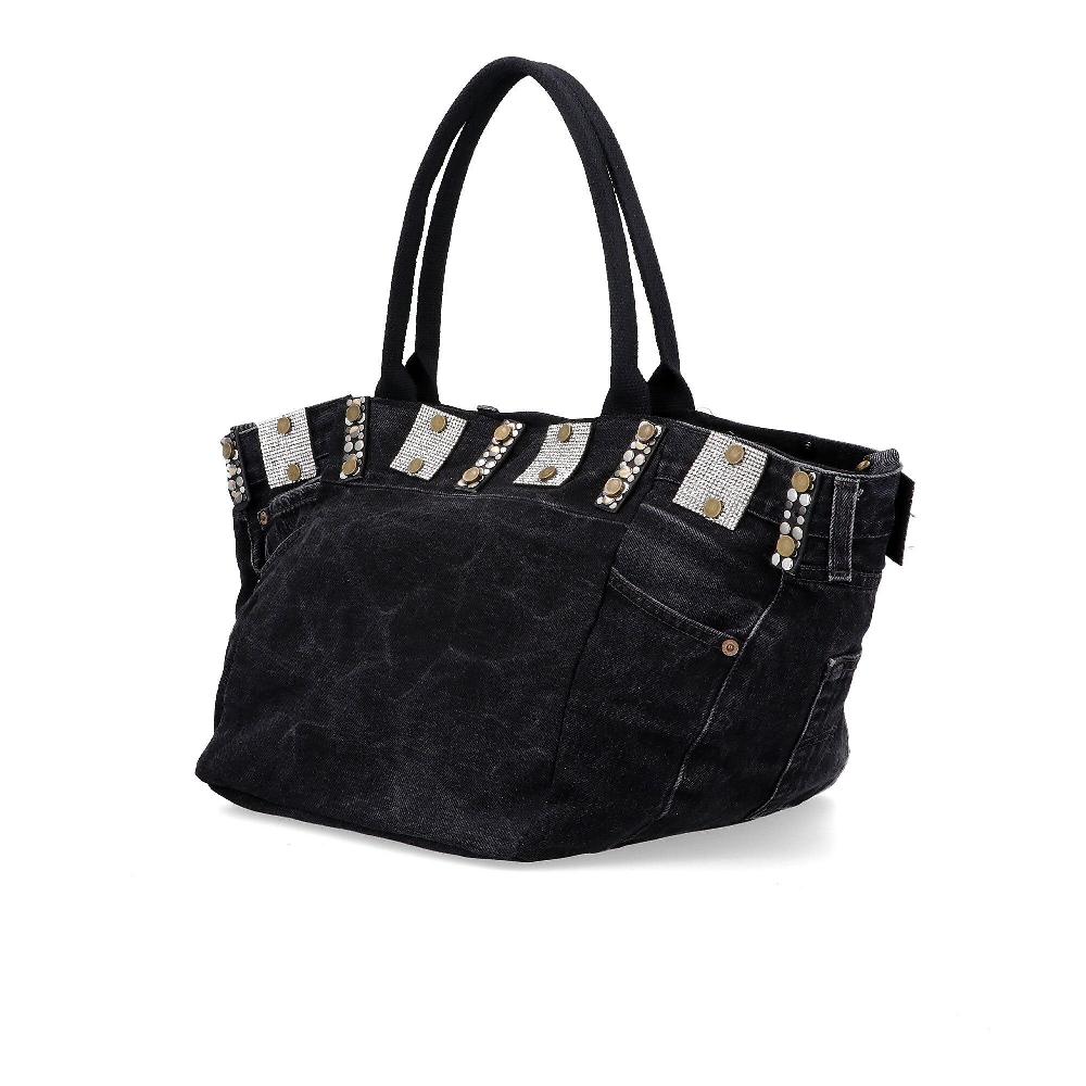 QVC Stefano Ghilardi Borsa A Mano In Denim Con Applicazioni