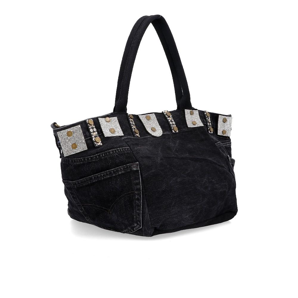 QVC Stefano Ghilardi Borsa A Mano In Denim Con Applicazioni