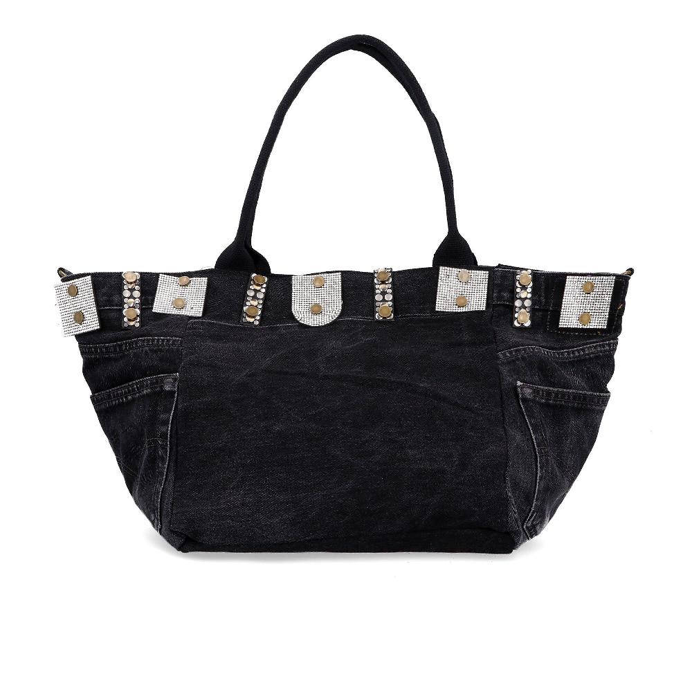 QVC Stefano Ghilardi Borsa A Mano In Denim Con Applicazioni