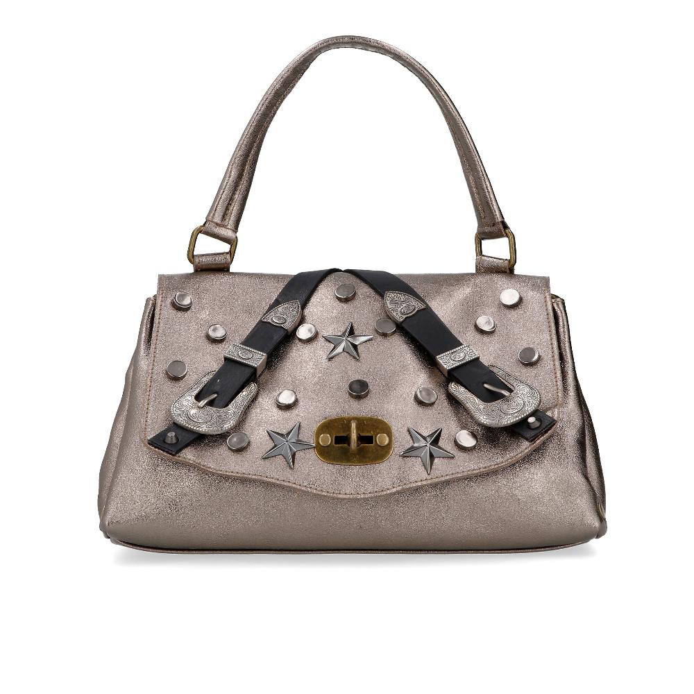 QVC Stefano Ghilardi Borsa a mano in pelle con fibbie decorative