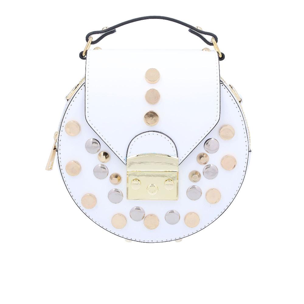QVC Stefano Ghilardi Borsa a mano Isa Studs in pelle con patta e borchie