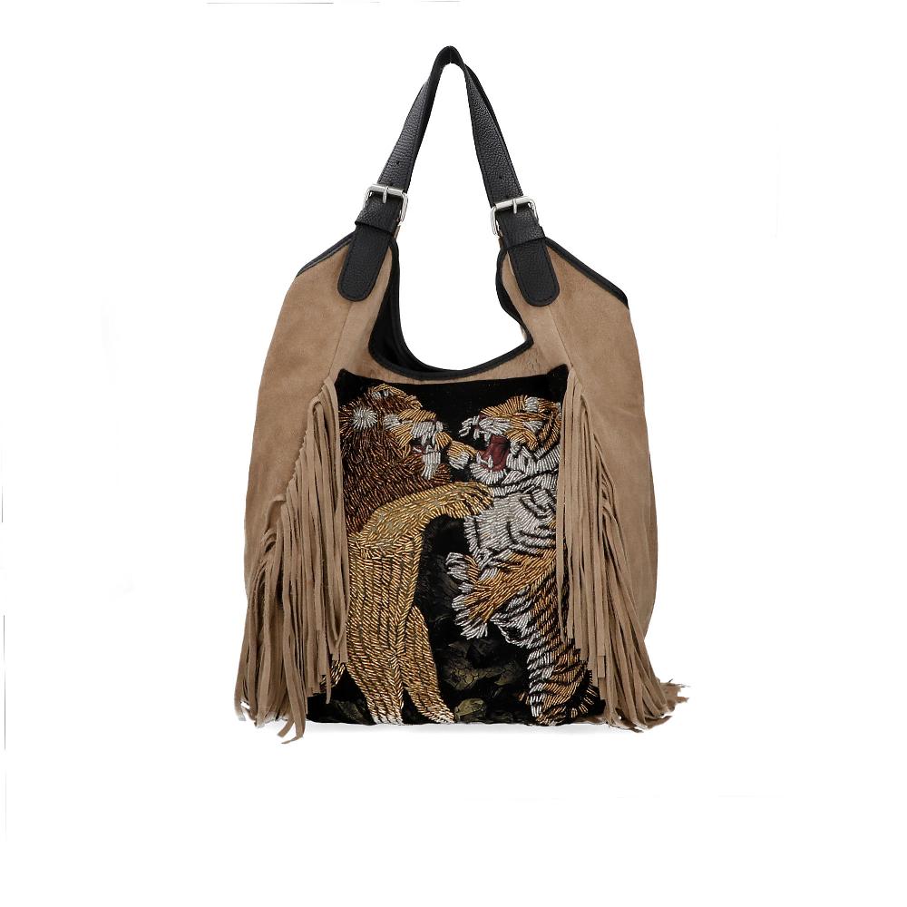 QVC Stefano Ghilardi Borsa a spalla in camoscio con ricamo