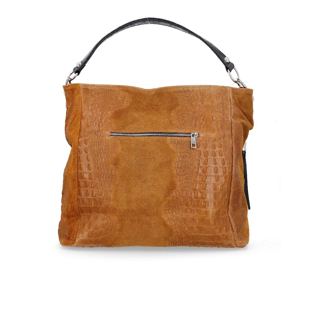 QVC Stefano Ghilardi Borsa A Spalla In Pelle Scamosciata Con Stampa Alligatore