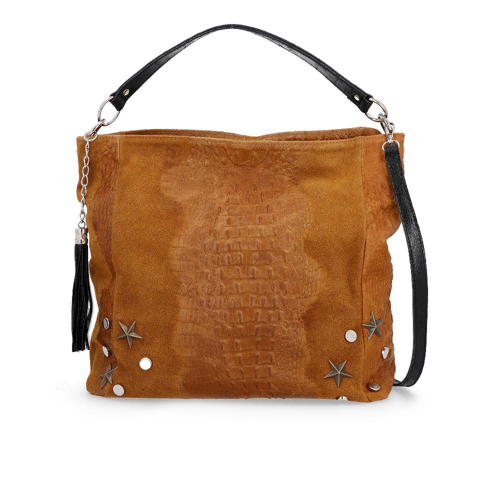 QVC Stefano Ghilardi Borsa a spalla in pelle scamosciata con stampa alligatore
