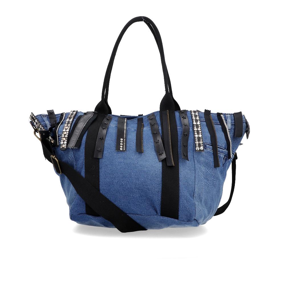 QVC Stefano Ghilardi Borsa A Spalla In Tessuto Jeans Con Frange In Pelle