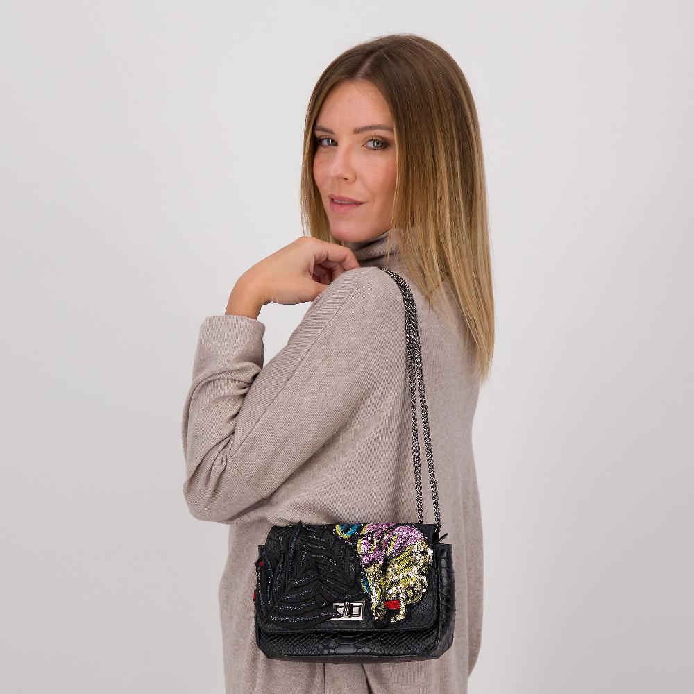 QVC Stefano Ghilardi Borsa A Tracolla Stampa Rettile Con Paillettes