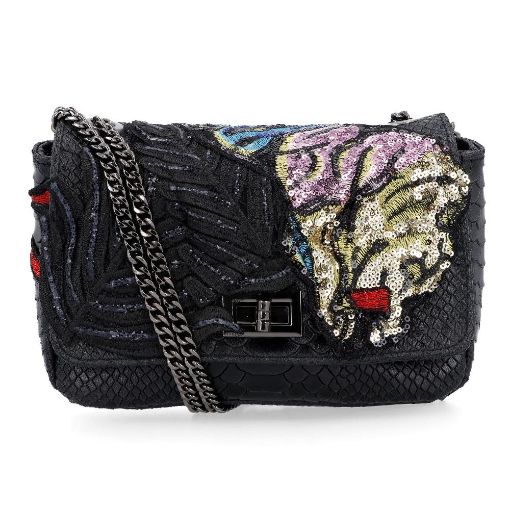 QVC Stefano Ghilardi Borsa a tracolla stampa rettile con paillettes