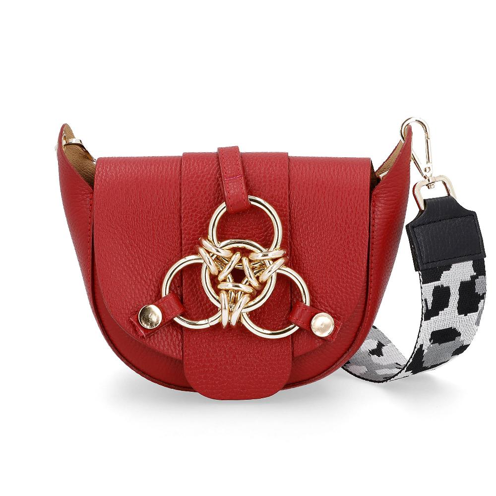 QVC Stefano Ghilardi Borsa in pelle Emeris Ring con tracolla in tessuto