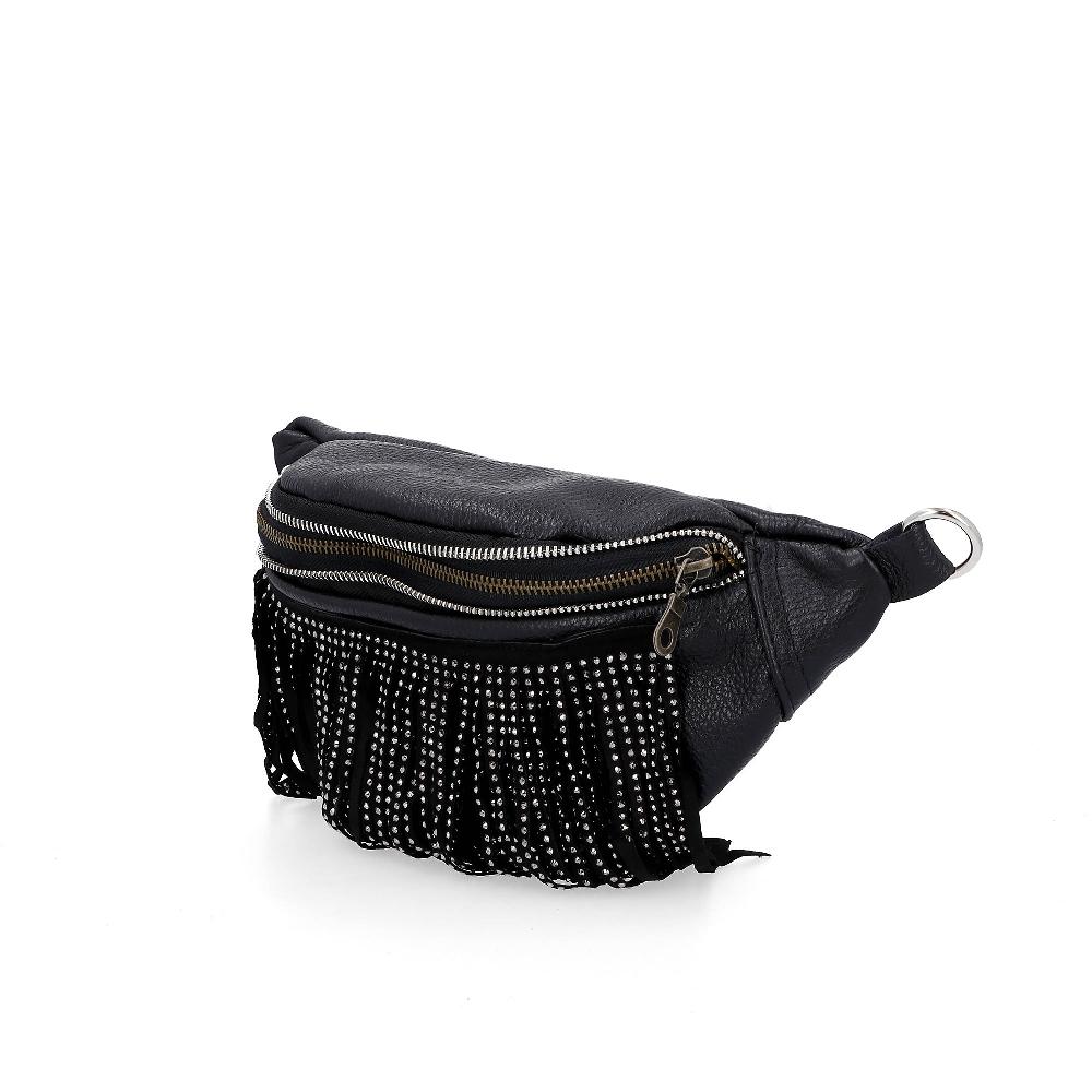 QVC Stefano Ghilardi Marsupio In Pelle Con Frange E Strass Chiusura Moschettone