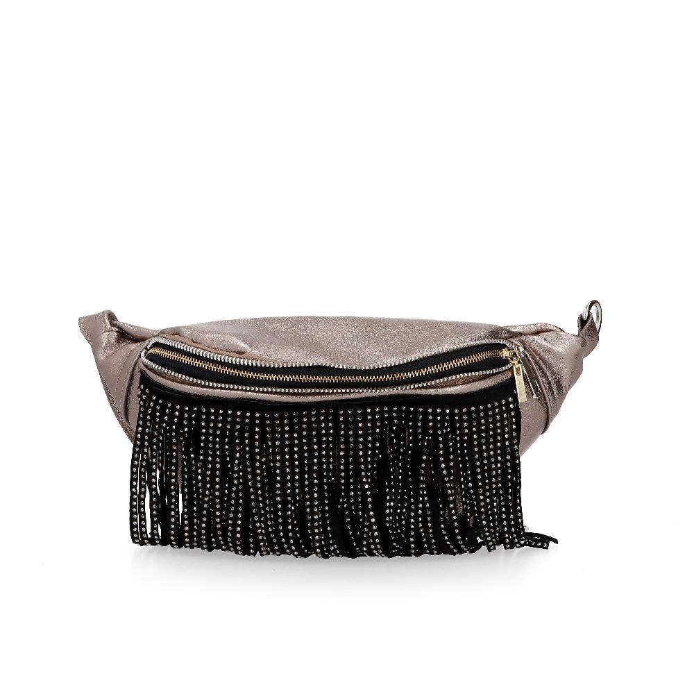 QVC Stefano Ghilardi Marsupio in pelle con frange e strass chiusura moschettone