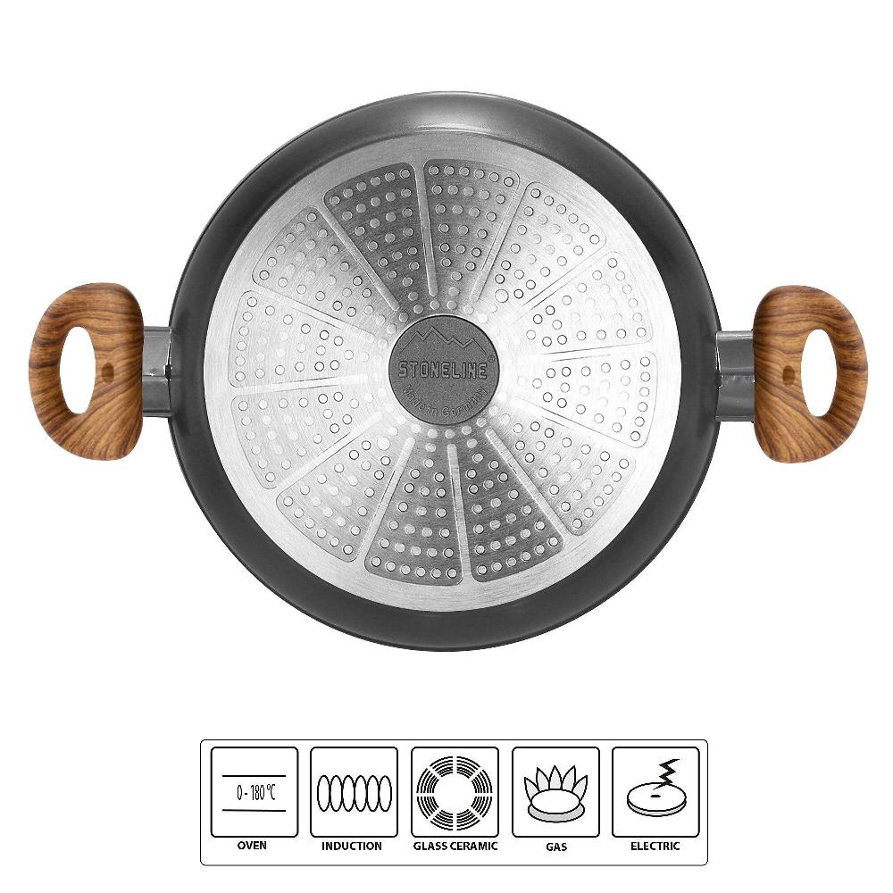 QVC Stoneline Padella Da 28 Cm Con 2 Manici Effetto Legno