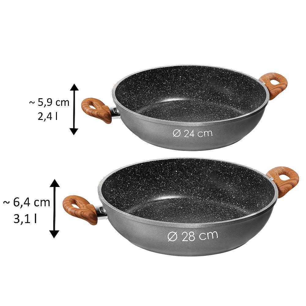 QVC Stoneline Padella Da 28 Cm Con 2 Manici Effetto Legno