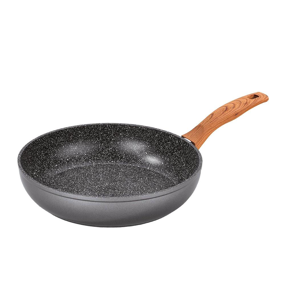 QVC Stoneline Padella da 28 cm con manico effetto legno